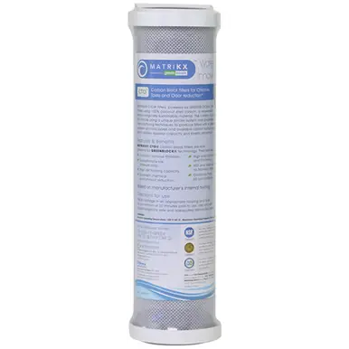Case (20 ct.) Matrikx +CTO Carbon Block Filter 5 micron, RO Reverse Osmosis 9.75" x 2.5" Cartridge - KX Technologies