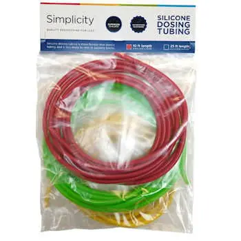 Simplicity Heavy-Duty Silicone Dosing Pump Tubing - Green/Red/Yellow Combo Pack -10 ft. of Each Color