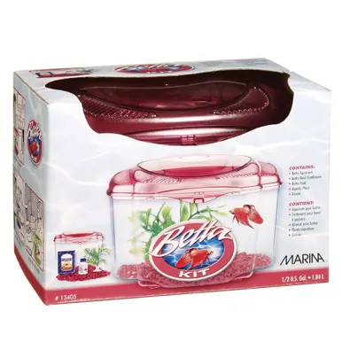 Marina Plastic Betta Kit - Burgundy - 0.5 gal