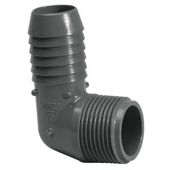 Hose Barb Fitting 90 deg. Elbow, 0.75" MPT x 0.75" Insert - AquaCave