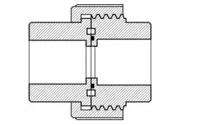 0.75" PVC Union Fitting, SLIPxSLIP - AquaCave
