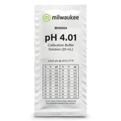 pH 4.01 Buffer Solution 1 x 20 ml, Sachet - Milwaukee Instruments