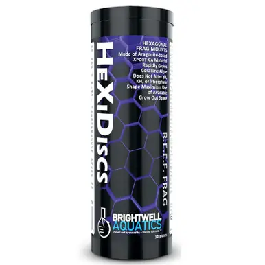 Brightwell Aquatics Xport-Ca R.E.E.F. One Hundred (100) HeXiDiscs - 1.00"x1.75"x0.50" Hexagonal Discs for Frag Mounting