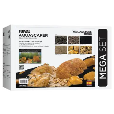 Fluval Aquascaper Natural Rock & Sand Décor Set, Mega, 46 lb / 21 kg, Yellowstone Canyon
