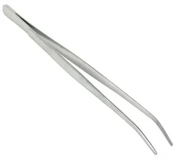 10" Curved Tip Specimen Forceps, Stainless Steel - AquaCave