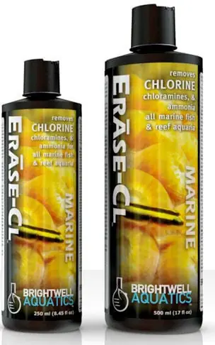 Brightwell Aquatics Erase-Cl Chloramine, Chlorine, and Ammonia Remover, 2 Liters / 67.6 oz.