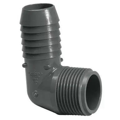Hose Barb Fitting 90 deg. Elbow, 1" MPT x 1" Insert - AquaCave