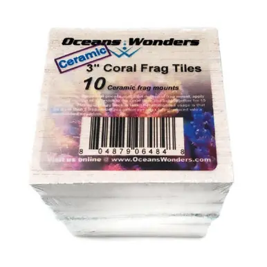 Ocean Wonders Ceramic Natural White XXL 3" Coral Frag Tiles, 10 pcs.