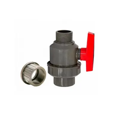 PVC Single Union Ball Valve 1.5"MPT x Socket/FPT - AquaCave