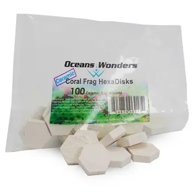 Ocean Wonders Ceramic Coral Frag HexaDisks, 100 Pack