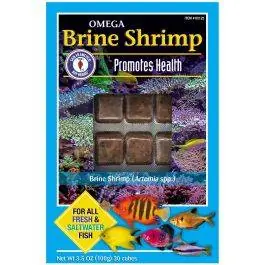 Omega Brine Shrimp - 30 Cubes (3.5 oz) Frozen Fish Food