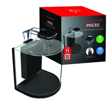 Aquatop PISCES Nano Bowfront Glass Aquarium 12"x9.1"x12.2 - 5 Gallon