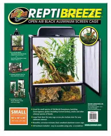 ZooMed ReptiBreeze Aluminum Screen Cage Small (16"x16"x20") - Fish Tanks