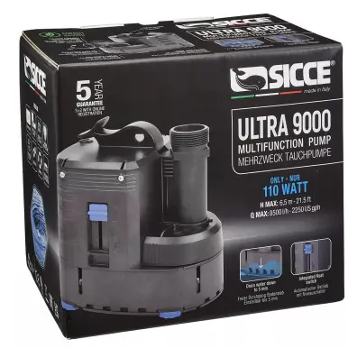 Sicce ULTRA 9000 Submersible Pump w/ Float Switch 2245gph - Aquarium Equipment