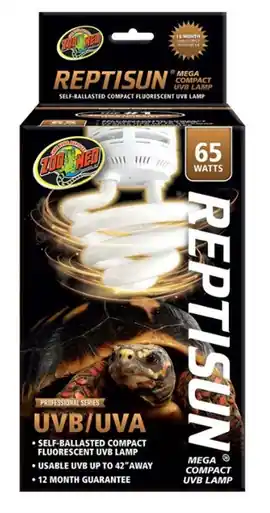 Zoo Med ReptiSun Mega Compact UVB Bulb 65 Watt - Fish Tanks