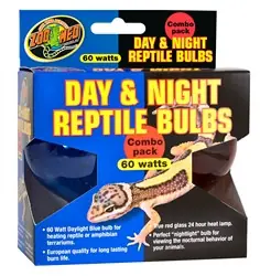 ZooMed Day and Night Reptile Bulbs Combo Pack 60 Watt - Fish Tanks