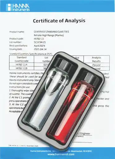 Hanna Marine Nitrate High Range Checker HC Calibration Check Set - Aquarium Supplies