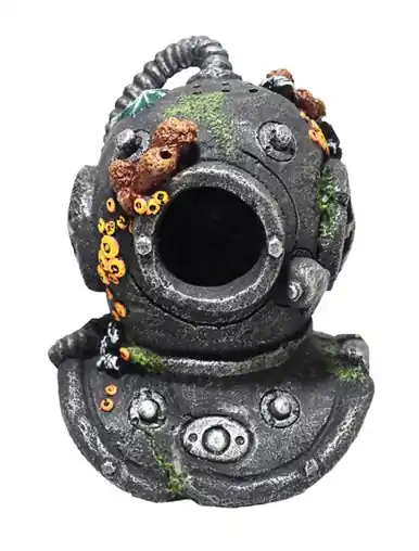 Hikari Resin Ornament Diving Helmet w/ Coral - Aquarium Supplies