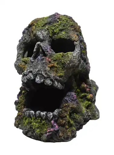 Hikari Resin Ornament Mossy Skull - Aquarium Supplies