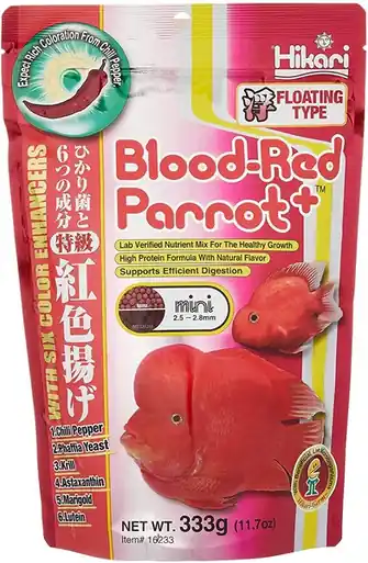 Hikari Blood Red Parrot+ Mini 11.7oz - Aquarium Supplies