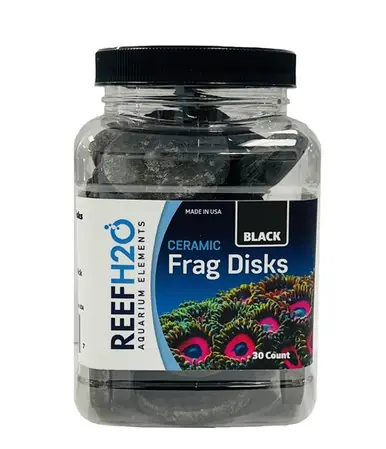 ReefH2O Bulk Ceramic Frag Disk Black 30 Count Jar - Aquarium Supplies