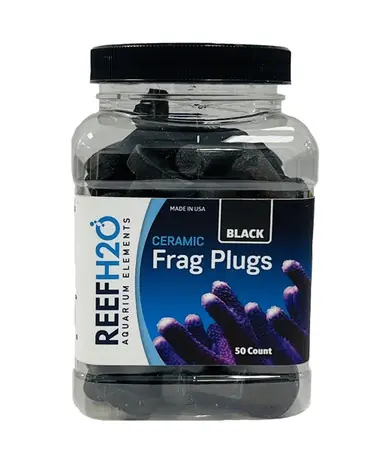ReefH2O Bulk Ceramic Frag Plug Black 50 Count Jar - Aquarium Supplies