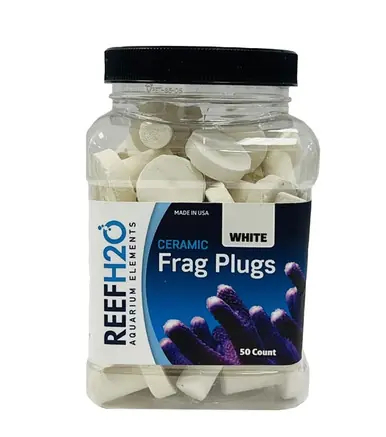 ReefH2O Bulk Ceramic Frag Plug White 50 Count Jar - Aquarium Supplies
