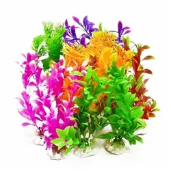 Aquatop Plant 7" Assorted Color Weighted Base Profit Power Pack 12 pcs - Aquarium Supplies