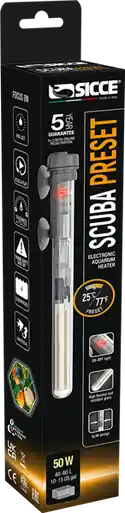 Sicce SCUBA Preset 50 Submersible Heater 50 Watt - Aquarium Equipment