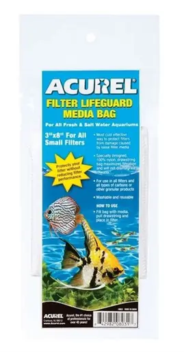 Acurel 3"x8" Filter Drawstring Lifeguard Bag - Aquarium Supplies