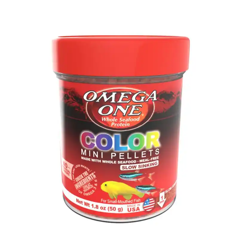 Omega One Color Slow Sinking Mini Pellets 1.8oz. - Cichlid/Carnivore Food