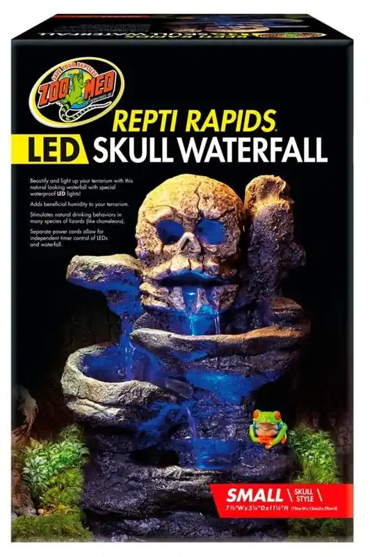 Zoo Med Repti Rapids LED Skull Waterfall, Small - Reptile/Turtle/Insect Supplies