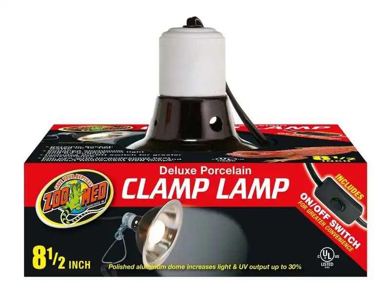 Zoo Med Deluxe Porcelain Clamp Lamp 8.5" - Reptile/Turtle/Insect Supplies