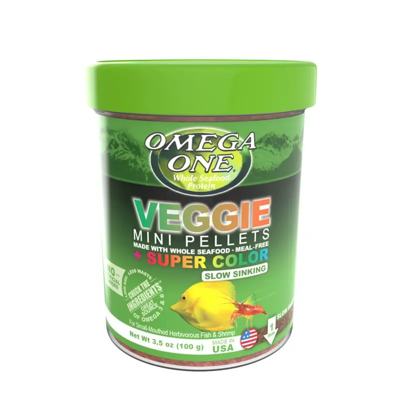 Omega One Super Color Veggie Slow Sinking Mini Pellet 3.5oz. - Algae Wafers/Sinking Food