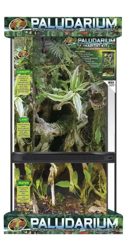Zoo Med Paludarium Terrarium with Nano Aquarium Habitat 18x18x36 - Terrariums/Cages