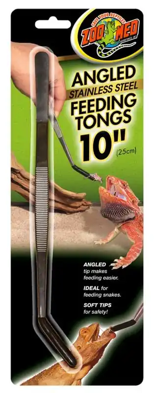 Zoo Med Angled Feeding Tongs 10" - Reptile/Turtle/Insect Supplies