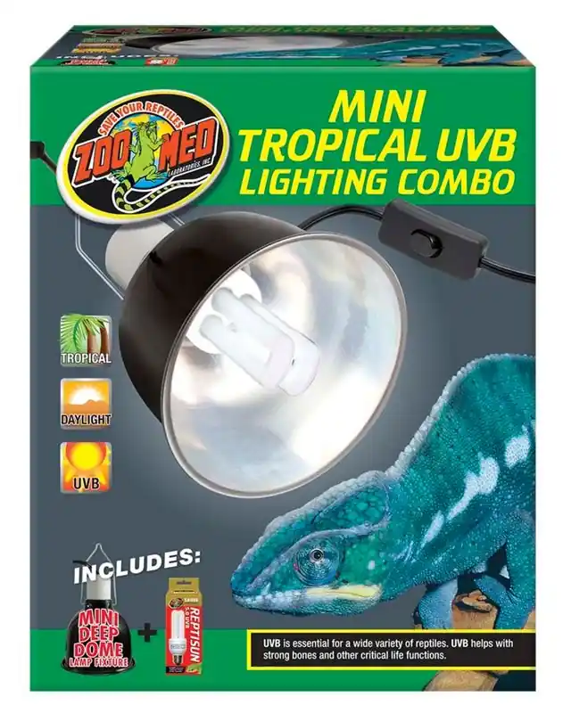 Zoo Med Mini Tropical UVB Lighting Combo - Reptile/Turtle/Insect Supplies