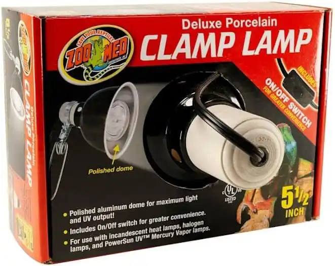 Zoo Med Deluxe Porcelain Clamp Lamp 5.5" - Reptile/Turtle/Insect Supplies
