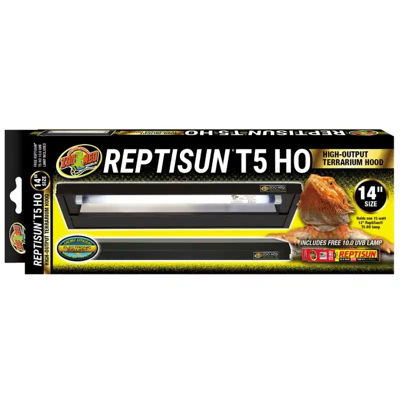Zoo Med Reptisun T5 HO Hood with 10.0 UVB 14" - Reptile/Turtle/Insect Supplies