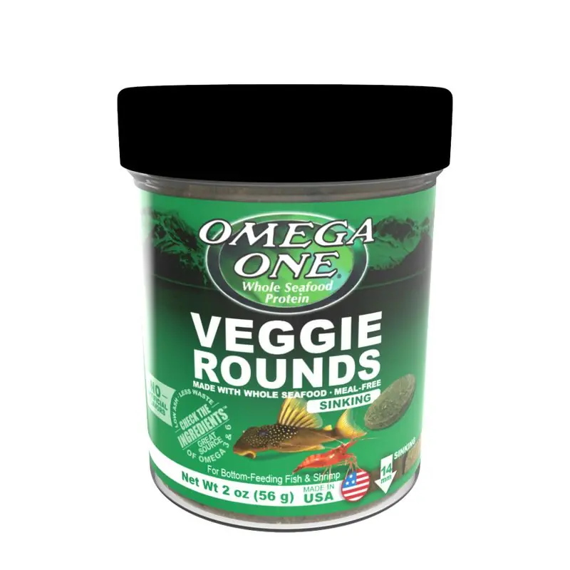 Omega One Veggie Rounds Sinking Pellet 2oz. - Algae Wafers/Sinking Food