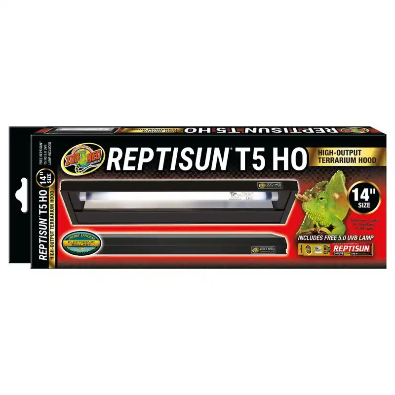 Zoo Med Reptisun T5 HO Hood with 5.0 UVB 14" - Reptile/Turtle/Insect Supplies