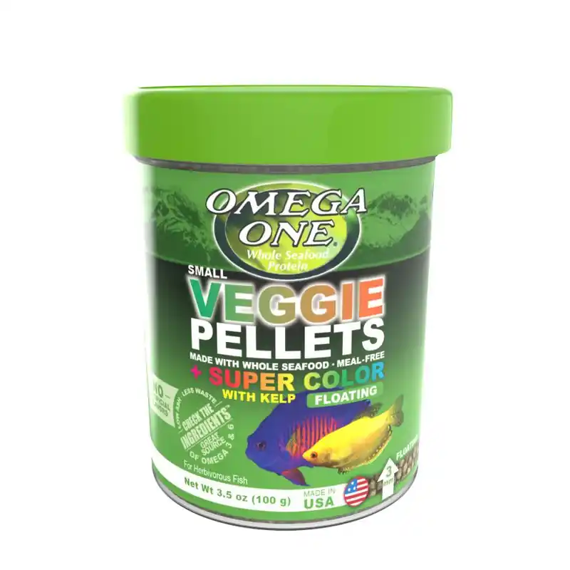 Omega One Small Veggie Pellets + Super Color 3.5oz - Cichlid/Carnivore Food