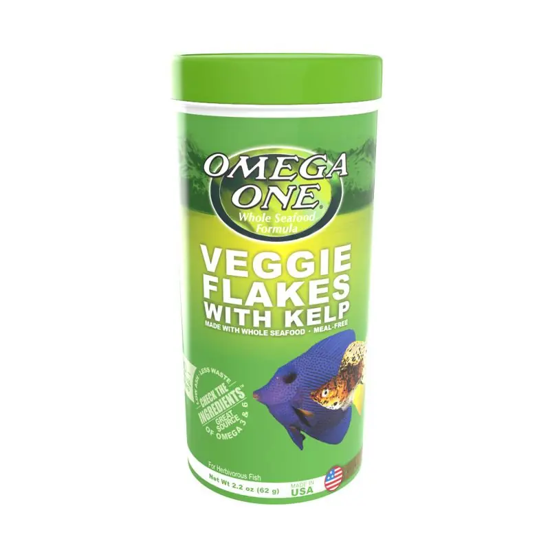Omega One Veggie Flakes w/Kelp 2.2 oz - Koi/Goldfish Food