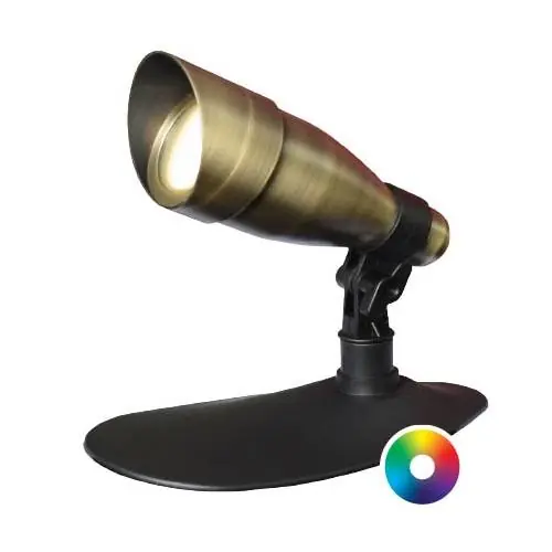 Anjon 9 Watt LED Color-Changing Brass Spotlight Kit