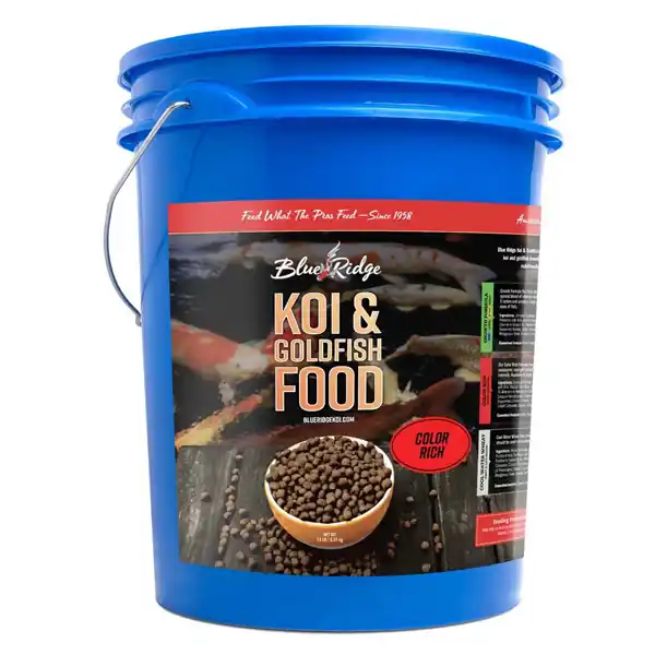 Blue Ridge Floating Color Rich Fish Food, 14 lbs. Bucket, Standard Pellet 3/16"