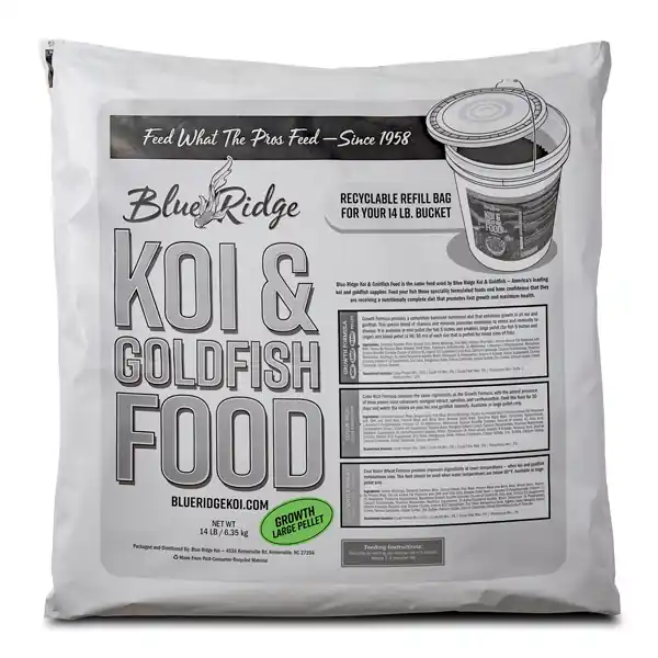 Blue Ridge Standard Pellet Growth Fish Food, 14 lbs. | Recyclable Refill Bag for Bucket
