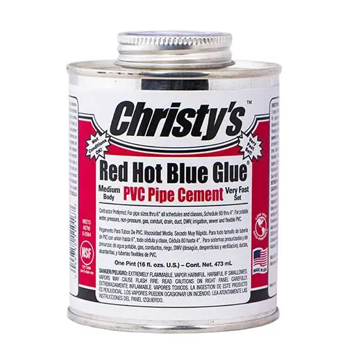Christy's Red Hot Blue Glue PVC Cement LVOC, 16 Ounces
