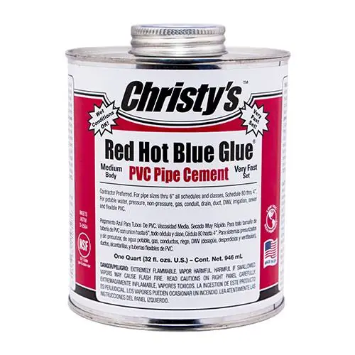 Christy's Red Hot Blue Glue PVC Cement LVOC, 32 Ounces