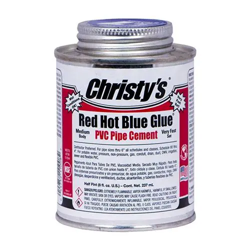 Christy's Red Hot Blue Glue PVC Cement LVOC, 8 Ounces