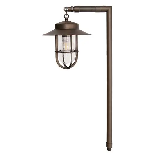 Encore Brass Path Light w/ Hanging Lantern, 4w LED - Encore Landscape Lighting